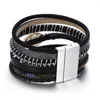 Bracelets porte-bonheur ZG pour femmes Ins Style incrusté strass cuir multicouche tressé oeil du diable boucle magnétique bracelet femme bijoux