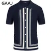 Polos pour hommes GAAJ Polo Shirt hommes épissage tricot à manches courtes affaires tricot Cardigan printemps automne haute qualité tricots décontractés 230629