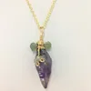 Pendant Necklaces Reiki Healing Crystal Stone Necklace Irregular Natural Raw Purple Quartz With Chip Charms For Womens DIY Jewelry