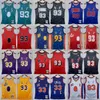 プリントクラシックレトロ1993バスケットボール93 Ba PEジャージーレトロホワイト1991-92ブルー＃33パトリックユーイングイエローパープルレッドグリーンブラックジャージシャツ