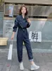 Женский джинсовый комбинезон, весна 2023, уличная одежда в стиле хип-хоп, винтажные свободные прямые цельные джинсы с длинным рукавом, комбинезоны