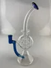 Narguilé en verre, bleu foncé avec blanc, joint de 18 mm, suisse, 21 cm de hauteur, propre grande quantité, personnalisé