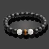 Mode 8MM Chakra Tiger Eye Buddha Armband För Kvinnor Män Natursten Runda Pärlor Armband