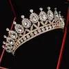 Hårklipp Kmvexo 2023 Barock Big Rhinestone Crystal Pärlad pannband Tiara Bride Crown Luxury Wedding Korean Ornament