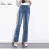 Jeans femme 2023 Extra Large taille longue Micro-évasé mi-taille Slim Stretch pantalon large jambe