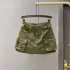 Rokken 2023 Zomer Mode Jean Mini Rok Koreaanse Grote Zak A-lijn Denim Vrouwen Slanke Hoge Taille Wit Sexy Korte