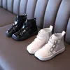 Athletic Shoes Children's Casual Autumn Winter Boys Girls Ankle Boots PU Patent Leather Kids Low-Top Buckle Tide Ins