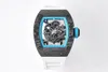 Zf Montre de Luxe RM055 watch high-tech crystalline carbon fiber limited edition case fine sandblasted grade 5 titanium as the base and bridge of the skeleton