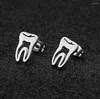 Orecchini a bottone Denti in acciaio inossidabile Moda Unisex Dente Punk Piercing Stile Piccoli gioielli