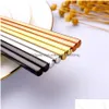 Chopsticks Square rostfritt stål titanguld sushi hashi colorf återanvändbar hållbar ekovänlig bordsartiklar JK2007XB Drop Delivery Ho DHM6Z