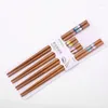Chopsticks 4 Pairs Reusable Chinese Classic Wooden Traditional Vintage Handmade Bamboo Sushi Kitchen Tools Family Set