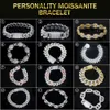 Custom Name Letter Cuban link Chain Bracelet Pass Diamond Tester VVS Ice Out Moissanite Silver Gold Plated Fine Jewelry For Man