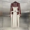 Frauen Trenchcoats Frühling Herbst Designer frauen Hohe Qualität Schaffell Echtes Leder Vintage Mantel Chic Gürtel Mantel B964