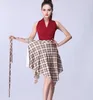 Stage Wear Women Latin Dance Skirt For Woman Plaid Skirts Adult Ballroom Competition Dancing Hip Triangle Wrap Practice Hips Scarf