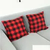 Pillow Case Christmas Buffalo Check Plaid Throw Ers Cushion Cases For Farmhouse Home Decor Red And Black 18 Inch Jk2010Xb Drop Deliv Dhl98