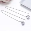 Boucles d'oreilles pendantes rondes CZ Zircon lien laiton or blanc couleur goutte à travers la chaîne longue pour femmes filles bijoux Aretes Orecchini