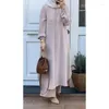 Vêtements ethniques Moyen-Orient Musulman Ensemble Abaya Deux Pièces À Manches Longues Haut Et Pantalon Tenue Vendu Mode Lâche Casual Match Filles Costume 2023