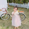 Party Dresses Summer Girl Backless Dress 2022 Korean Style Baby Shortsleeved Rainbow Color Princess Fluffy Mesh Dresses Girls Toddler Clothes x0629