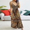 Abiti casual # Z40 Abito lungo da donna con scollo a V profondo Stampa leopardata Farfalla Avvolgente Cinturino senza maniche Beach Maxi Boho Summer