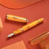 Pens Lt Hongdian N1S Acrylic Piston Fountain Pen Orange Marble Iridium Ef nib 0.4mm Office Business School Home用の0.4mm書き込みインクペン