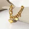 Nuevo diseño 18k chapado en oro Ot Hebilla Brazaletes de moda con circón Corazón Joyería Acero inoxidable Chunky Cuban Link Pulsera