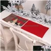 Décorations De Noël Tapis De Table Tissu Résistant À La Chaleur Cuisine À Manger Tapis De Noël Plaid Elk Arbre Napperon Décoration Jk2010Xb Drop Delivery Dhvpk