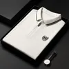 メンズポロスハイエンドコットンポロシャツメンズスプリング高品質ファッション刺繍長袖Tシャツ韓国カジュアルウェア230629