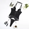 Bras sätter Diccvicc Fine Corset Lingerie With Choker Fancy Bra Thong Set Feminine Sheer Soe Up Sexy Underwear Erotic Costume Intimates