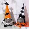 Altre forniture per feste festive Decorazioni per la casa di Halloween Gnomi Bambola con pipistrello Peluche Fatto a mano Tomte Ornamenti svedesi Decorazioni per la tavola Gi Dhslg
