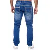 Mens Jeans raka män tvättade inget hål jean vår sommar pojkvän streetwear lös cacual designer long denim byxor byxor 230629