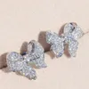 Luxury Bowknot Stud örhängen Verklig silverfärg AAAAA CZ Party Bröllop örhängen smycken för kvinnor män uttalande smycken