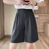 Xpqbb été femmes 2023 décontracté ample jambe large avec ceinture femme bureau coréen poches genou longueur pantalon court