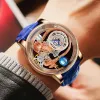 Wristwatches 2023 PINDU Astronomia Celestial SeriesTourbillon Watch Men The Transparent Design Looks Man Watches Quartz