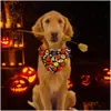 Vestuário para cães Poliéster Cães Bandana Gato Triângulo Bibs Cachorrinho Cachecol Lenço Abóbora Skl Padrão Halloween Artigos para Animais de Estimação Xbjk2106 Dro Dh2Iu