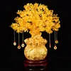 Objets décoratifs Figurines 19/24cm Lucky Tree Wealth Yellow Crystal Tree Natural Money Tree Ornements Bonsai Style Richesse Chance Feng Shui Ornements Artisanat 230629