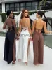 Womens Jumpsuits Rompertjes Articat Sexy Backless Hoge Split Bandage Vrouwen Jumpsuits Witte Spaghetti Band Elegante Jumpsuit Vrouwelijke Zomer Slanke Party Clubw J230629