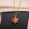 Luxur Designer Mother Necklace Red Heart Crystal Pendant Thanksgiving smycken Halsband Mors dag födelsedagspresent