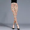 Leggings da donna LJCUIYAO Pantaloni da donna skinny da allenamento a vita alta con stampa leopardata da donna Pantaloni elasticizzati in poliestere da corsa