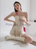 Party Dresses Eshin 2023 Summer New Bandage Corset Top Cross Backless Tube Beige Bustiers Trendy Vintage Fashion Women kläder Th1619 X0629