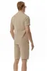 Męskie dresy letnie moda bawełniana linijka Henry Neck Beach Thirt Sets Zestawy cienkie miękkie sportowe garnitury dla mężczyzn odzież 230629