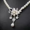 Necklace Earrings Set Fashion Crystal Pearl Bridal Costume Floral Rhinestone Choker Necklaces Wedding Nigeria Beads Jewelry