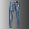 Herren Jeans Designer Bedruckt für Männer Sommer Dünn Koreanisch Mode Stretch Slim Fit Vielseitig Lässig Lange Hosen 4N7T
