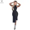 Abiti da lavoro VAZN 2023 Luxury Designer Women Sexy Girl Style Suit Colletto con cappuccio Short Top Vest Tipo Mid Long Skirt Set