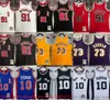 Gedrukte klassieke 1997-98 Basketbal 91 Dennisrodman Jersey retro geel 1998-99 Purple 73Rodman Jerseys Shirts 1995-96 Stripe Black White 1993-94 #10rodman