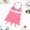 Bras Sets Ellolace Velvet Rhinestone Lingerie Bra Kit Push Up Underwear Fancy Delicate Exotic Fairy Pink Intimate Beautiful Outfit