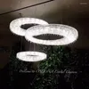 Avizeler Modern Lüks Yuvarlak Oval Kristal Avize Tasarımcı Oturma Yemek Odası Krom Cilası LED Kolye Işıkları El Dubleks Villa Lambası