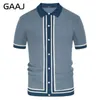 Polos pour hommes GAAJ Polo Shirt hommes épissage tricot à manches courtes affaires tricot Cardigan printemps automne haute qualité tricots décontractés 230629