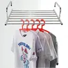 Hangers Racks Balcony Clothes Hanger Portable Foldable Stainless Steel Bracket Safety Adjustable Hanging Small Drying Rack Towel Holder 230628