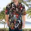 Men s klänningskjortor Hawaiian Men s kort ärmskjorta stora gatukläder 3d halloween terror strand sommar 5xl homme 230629