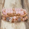 Charm Bracelets 4PCS/Set Boho Geometric Crystal Beaded Bracelet Set For Women MultiLayer Bangles Natural Stone Beach Wedding Party Jewelry